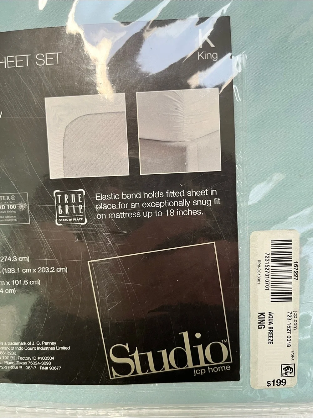 Studio JCP Home Luxury Performance King Sheet Set 1,000 Thread Count Blue NWT
